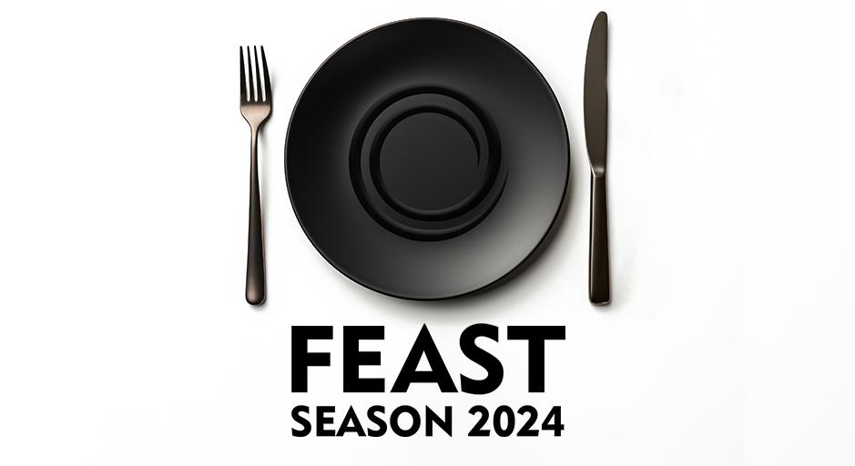 Season 2024 Key Artwork - a black dinner plate with The Round symbol in the middle of it. 